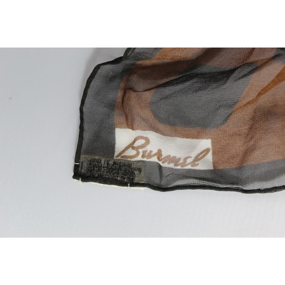 Vintage Burmel pocket square scarf 21"x 20.5" pattern brown white black SILK - Picture 7 of 8